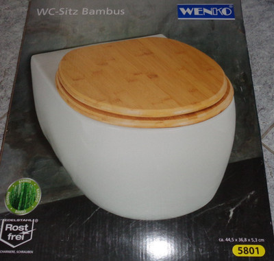WENKO  WC SITZ aus BAMBUS,mit Edelstahlscharnieren,NEU!