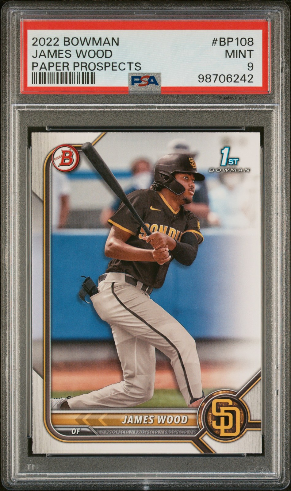2022 BOWMAN PAPER PROSPECTS #BP108 JAMES WOOD PSA 9