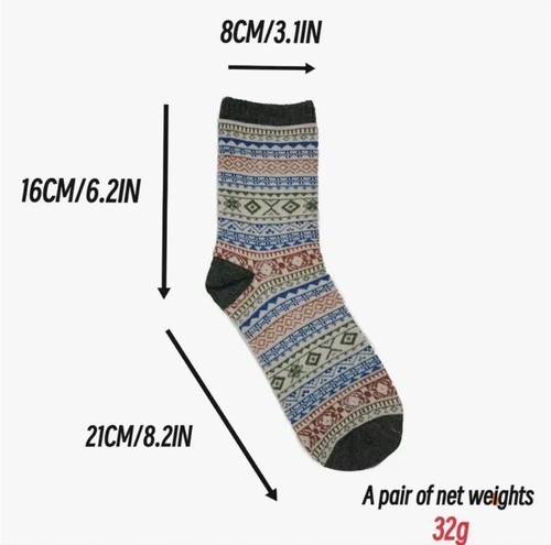 Women Crew Warm Thermal Merino Wool Geometric Fair Isle Design Boot Slack Socks - Bild 3 von 7