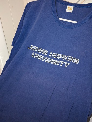 Vintage 70s Russell Athletic Johns Hopkins University T Shirt Size XL Blue - 第 7/12 張圖片