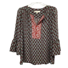 LOFT Morris Print Popover Tunic Blouse Misses size S