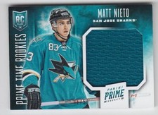2013-14 PANINI PRIME MATT NIETO RC JERSEY /50 PRIME TIME ROOKIE RK-MNI Sharks