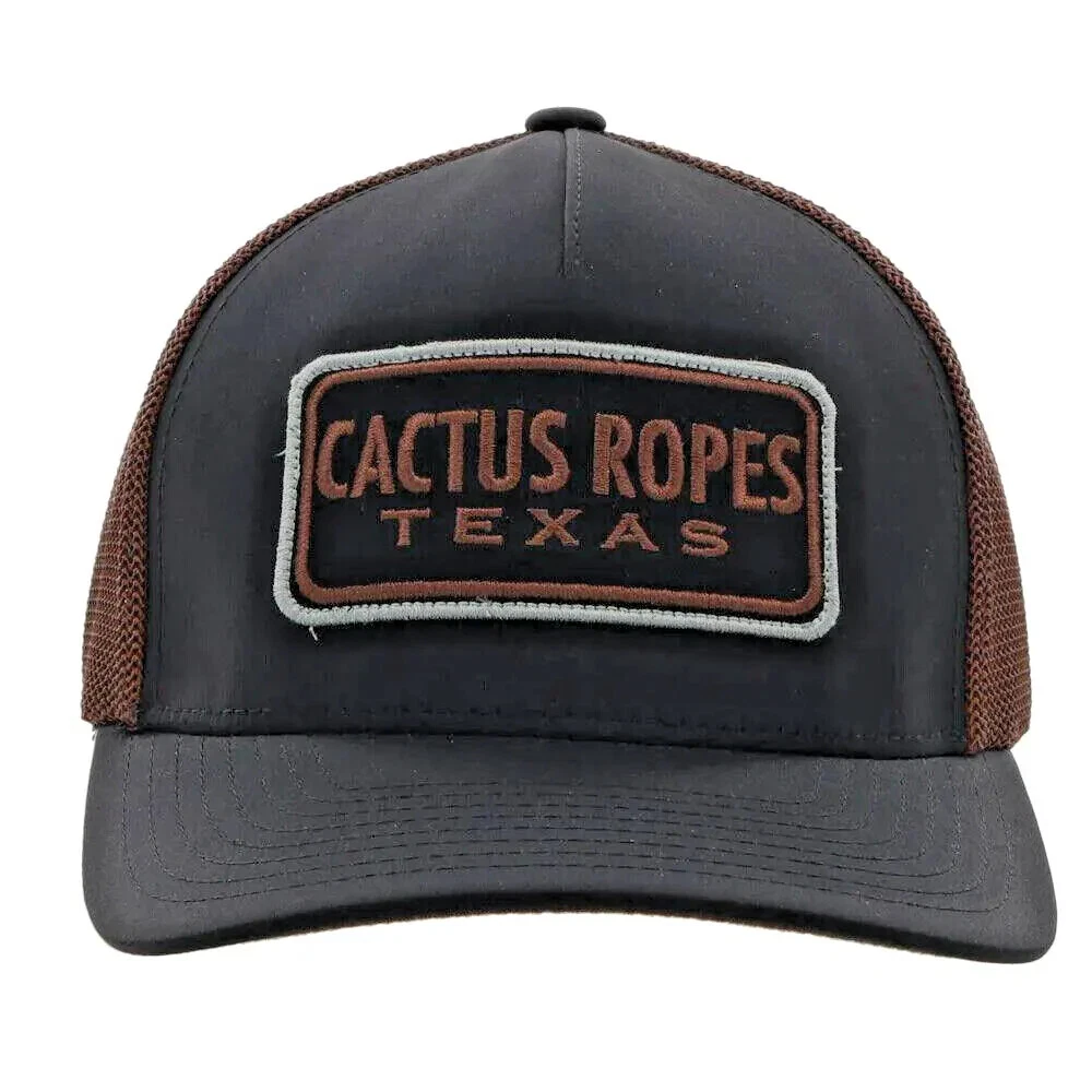 HOOEY Cactus Ropes Texas CR85 Black Brown Flexfit Hat CR085