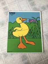 Vintage Playskool 1980's Duck Wooden Tray Puzzle 186-05