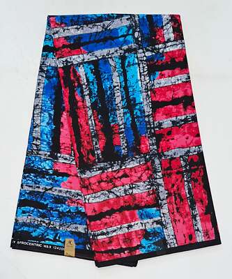 African Fabric/ Ankara - Blue, Red, Gray, Black 'Uhuru Nija' YARD or WHOLESALE
