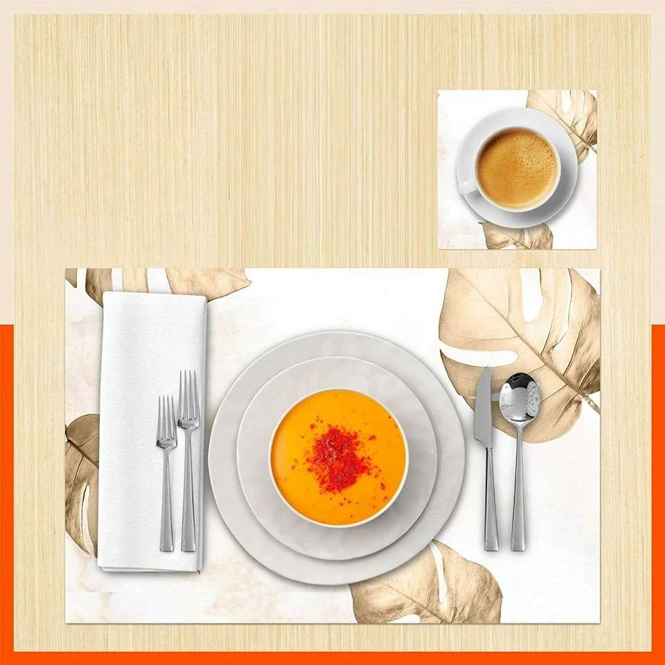 Table Placemats With Coasters for Home Dining Table Set of 6 US - Image 2 of 4