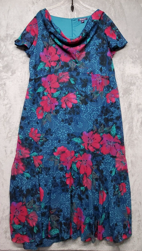 Roaman's Dress Womens Plus 22w Green Pink Blue Floral Party Garden Cruise Brunch - 第 1/15 張圖片