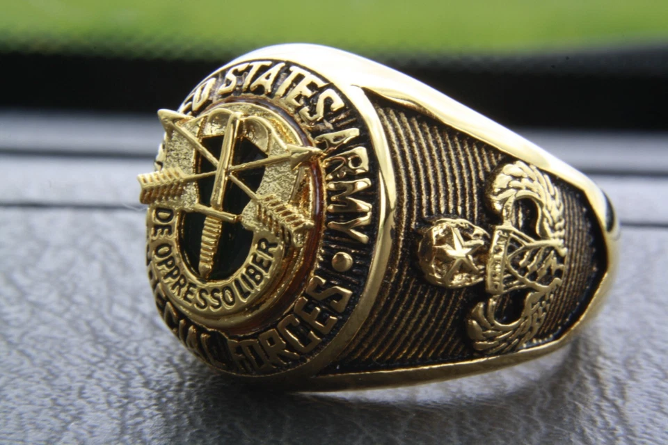 Anillo Hombre Fuerzas Especiales Estados Unidos Chapado en Oro Sello Militar 352 Foto 4 de 4