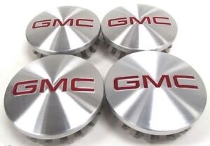 4 83mm 3.25" GMC style Center Caps Machined Red 20" 22" 24" wheels 14-17 Truck
