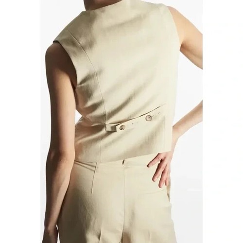 COS Linen Single-Breasted Waistcoat Suit Vest in Beige Size 10 Retail $135 - Picture 7 of 15