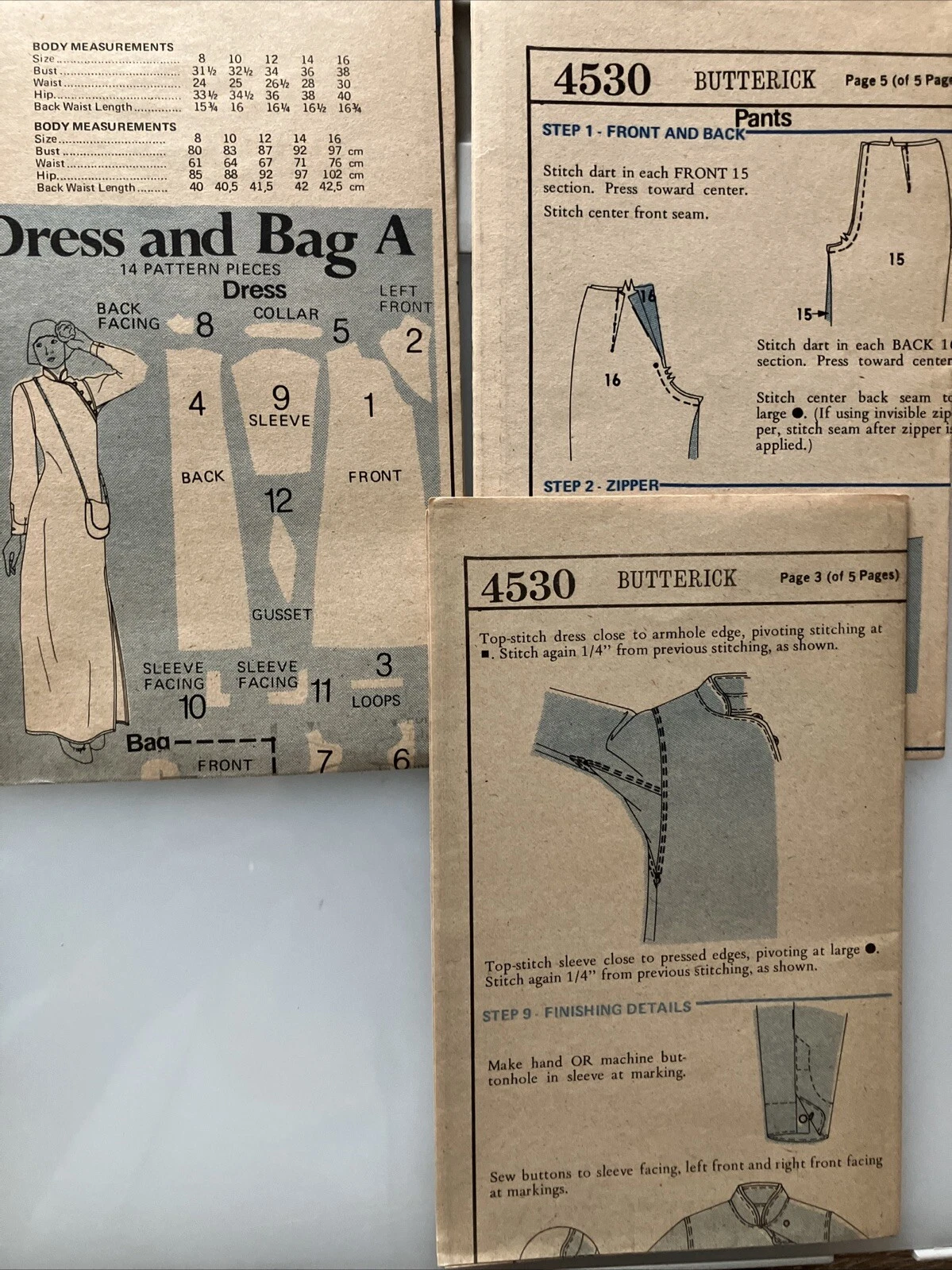 Vintage Butterick 4530 modello CUCITO manca Kenzo anni 70 tg 8