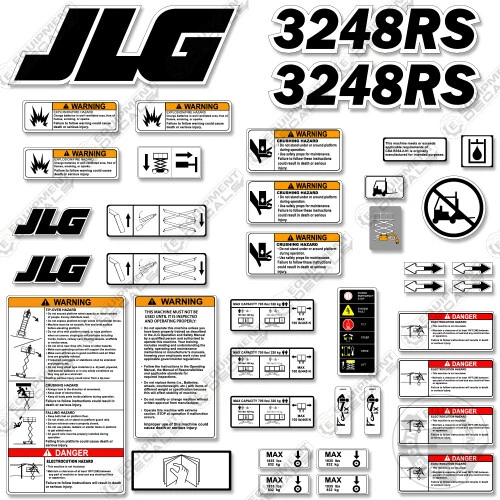 Fits JLG 3248RS Decal Kit Scissor Lift - Warning Sticker Set with Logos 
