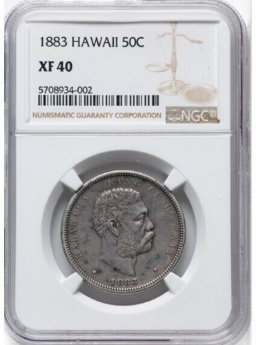 1883 50C Hawaii Half Dollar XF40 *Modern Brown NGC Holder* Super LOW Mintage!!!
