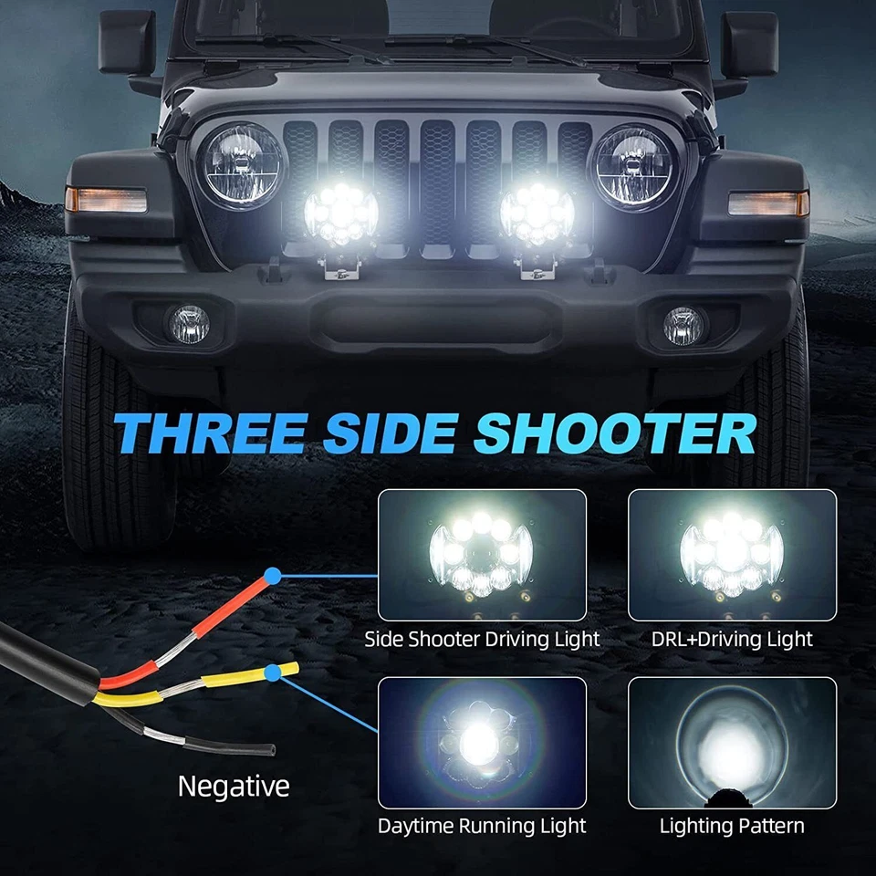 7 Inch Round LED Work Light Pods Spot Flood Fog Offroad Driving White DRL Lights - Image 4 of 4