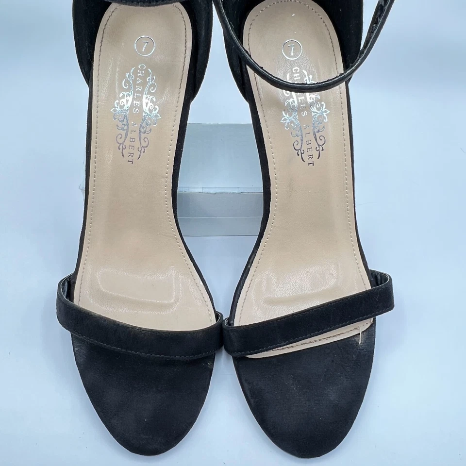 CHARLES ALBERT BLACK ANKLE STRAP HEEL SIZE 7 TESSA - Image 2 of 4