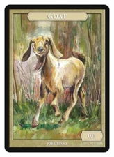 Goat 0/1 Token, art by Magic Artist Joel Biske MTG Magic Token Givememana