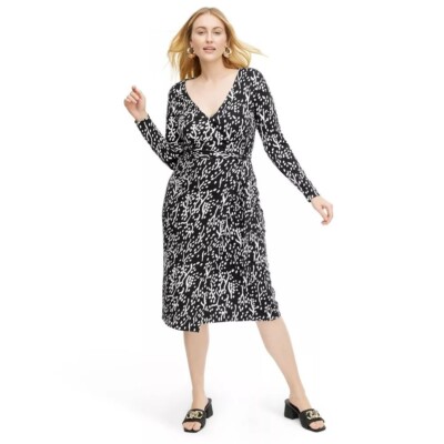 NWT Diane Von Furstenberg Long Sleeve Cotton Midi Sea Spots