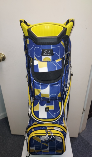 Borsa donna golf cart divisore 14 vie Napoli baia leggera blu giallo geometrica - Foto 3 di 10