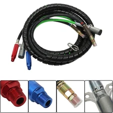15FT 3-in-1 Wrap Set Air Line Hose Assemblies & 4 Air Hose Coupling Connector
