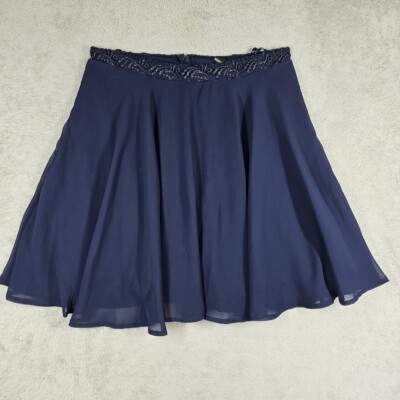 Windsor Women Blue Flowy Crochet w Sparkle Waist Mini Skirt Chiffon Lined Size 9