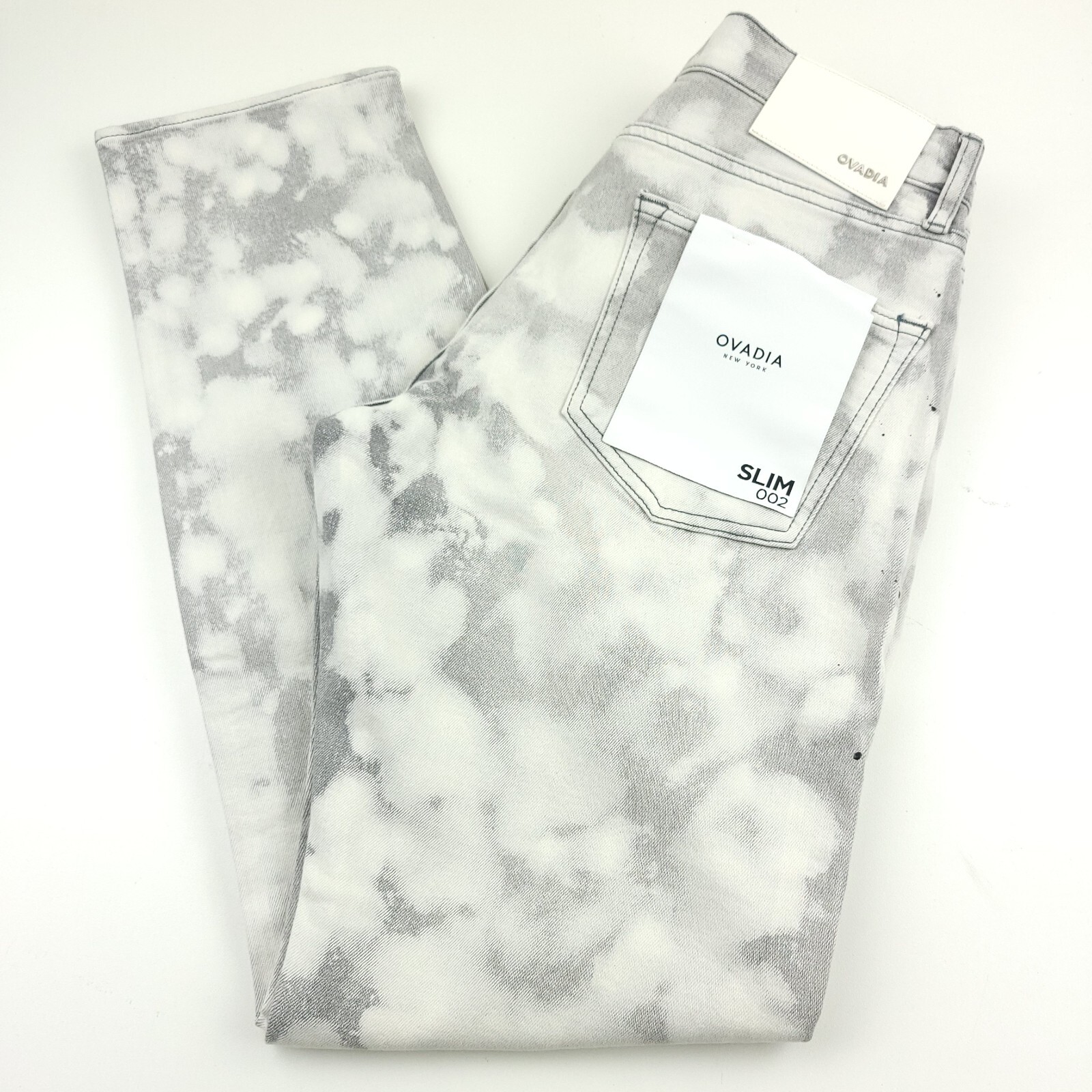 250 Ovadia - Sons Серые и белые джинсы Tie Dye Slim Fit Denim Мужские Размер 30 17090₽