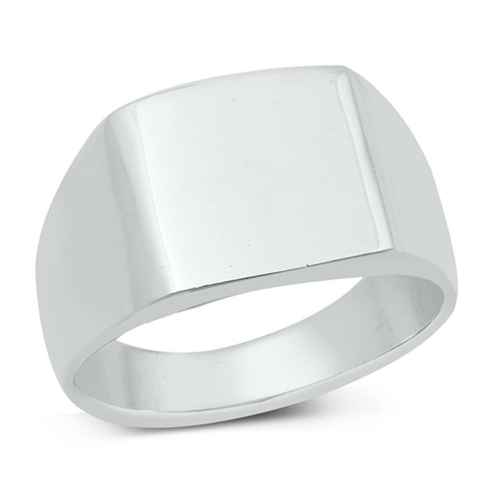 Wide Chunky Statement Ring Square Signet .925 Sterling Silver Band