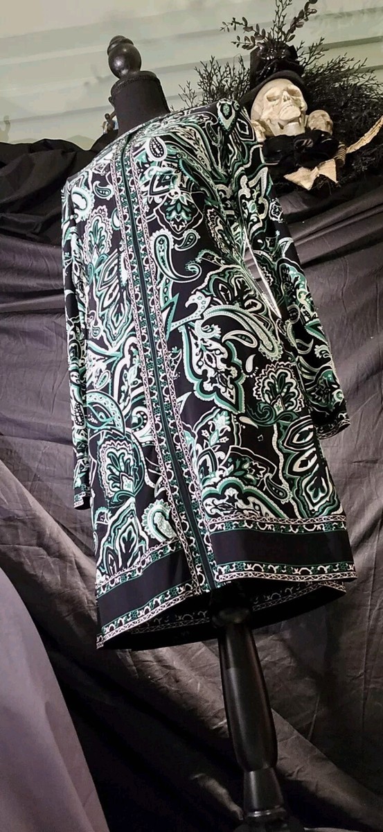 Womens Size S Kelly Green & White Paisley Sheath Dress Long-Sleeve  Polyester | eBay