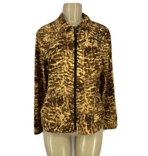 Zenergy by Chico's Medium Zip Up Animal Print Thin Jacket Active Woman PS03