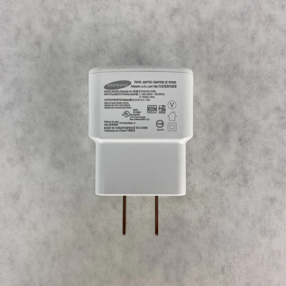 Lote de 2 cargadores de pared OEM Samsung ETAOU61JWE 2.0 amperios y cable ECB-DU4EWE de 5 pies Foto 4 de 4
