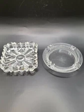 Vintage Clear Glass Ashtrays set of 2