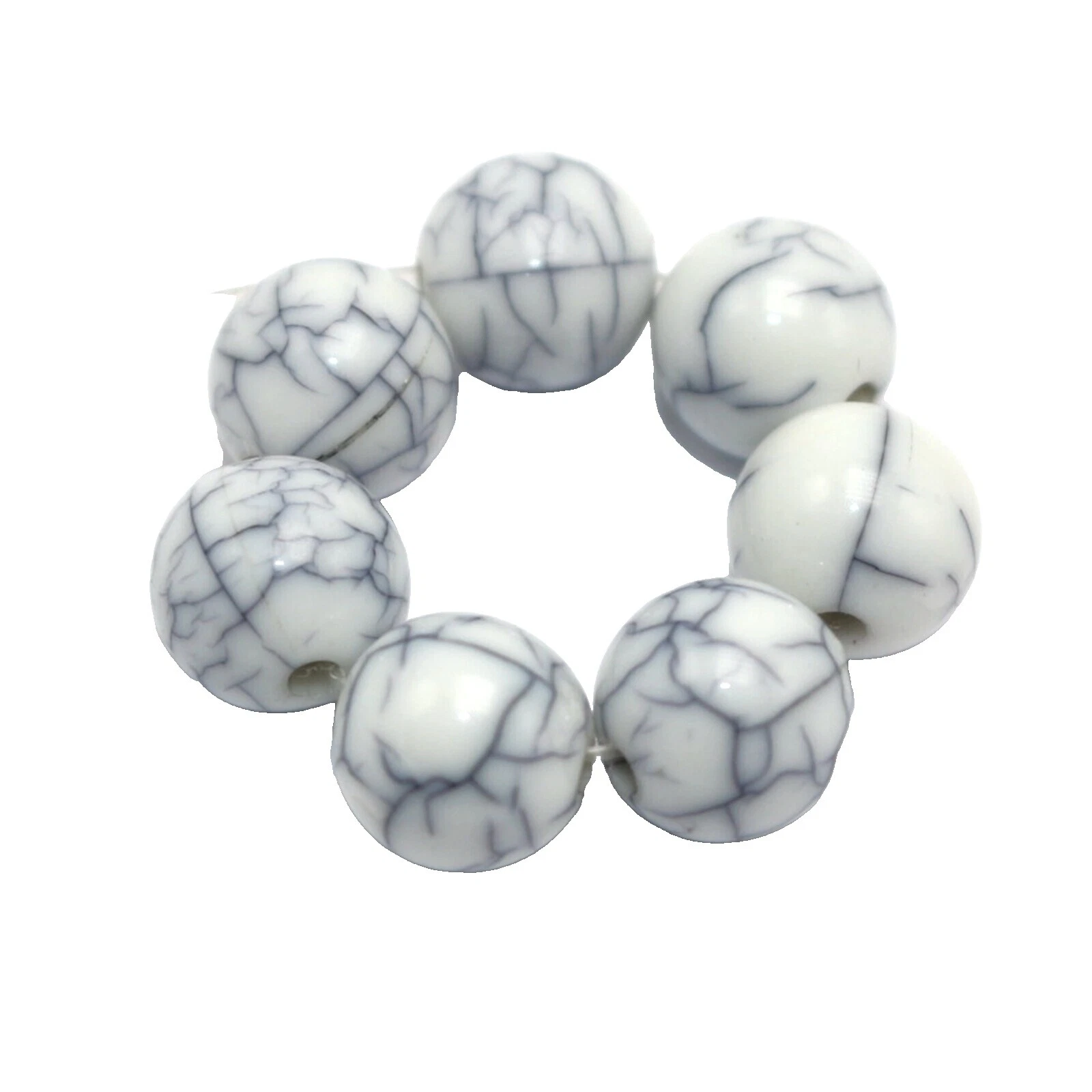 White Acrylic Crackle Glass Jewelry Making Beads