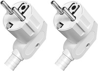 Schuko Stecker 250V 16A IP20 FüR 8-10Mm Kabel Innenbereich 2 StüCk Weiß