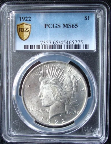 1922 Peace Silver Dollar - PCGS MS 65 - Gold Shield