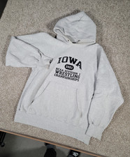 Vintage Iowa Hawkeyes Wrestling Hoodie Large Reverse Weave 2001 Champs USA Made