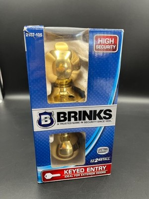 Brinks 2107-105 High Security Keyed Entry Door Knob, Polished Brass, KEY