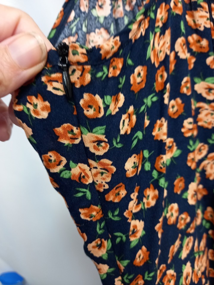 \ud83d\ude48 Shein Black Yellow Floral Print Strappy Dress Side Zip Detail Size M Vgc | eBay