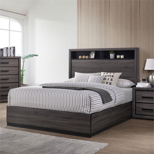 Furniture of America Drummond Wood Queen Storage Panel Bed in Gray - Picture 2 of 7