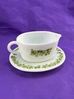 Vintage Pyrex Spring Blossom Green Crazy Daisy Gravy Boat Underplate 77-B 77-U