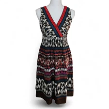 Charter Club Women's Vintage Cotton Sleeveless Beaded Ikat Sheath Dress Size 4P