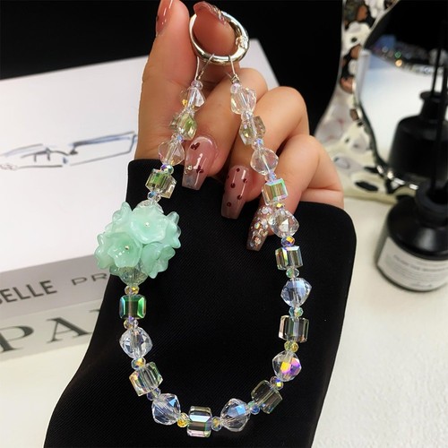 Hand-beaded Mobile Phone Lanyard Strap Crystal Bag Pendant Car Keychain - Photo 12 sur 16