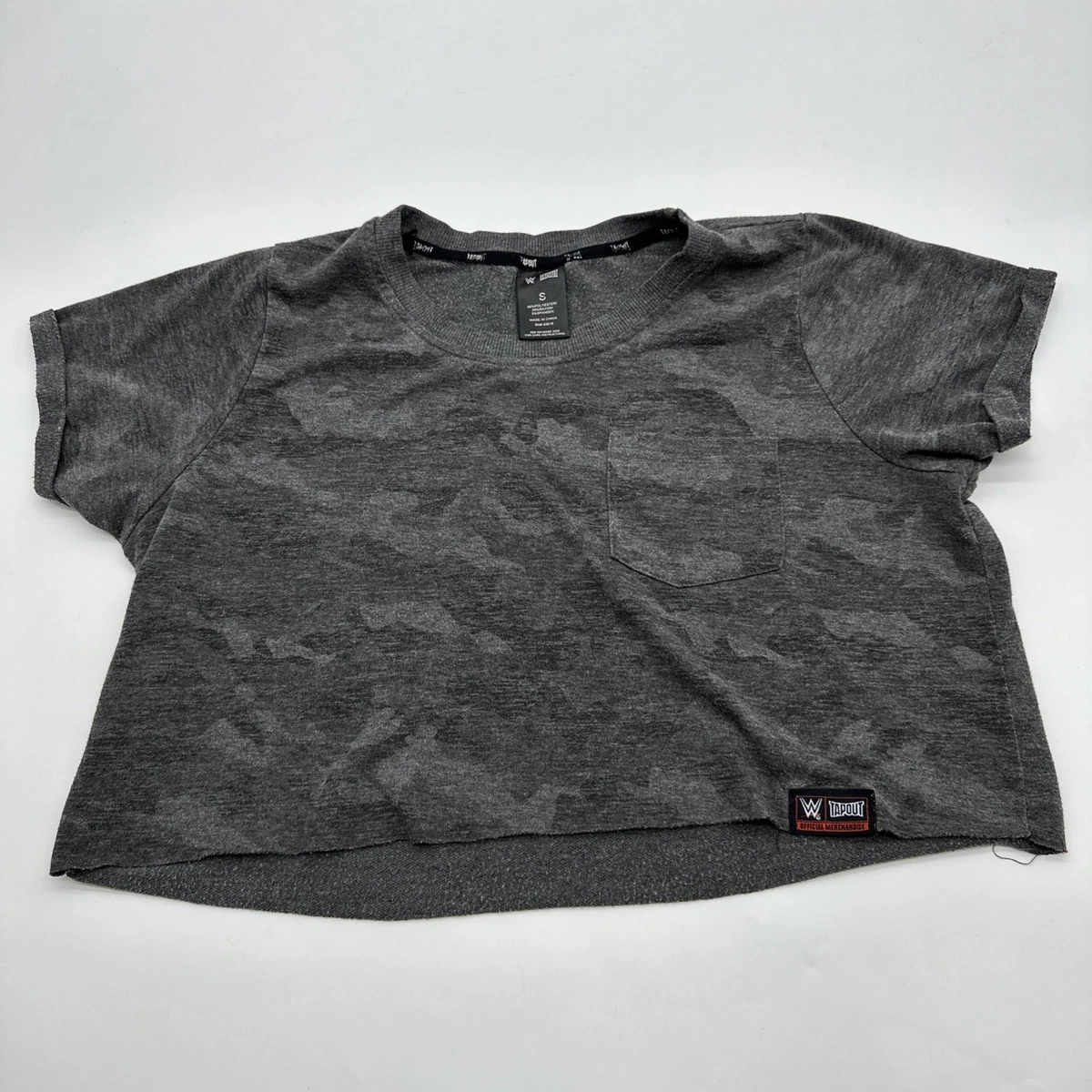 WWE Tapout T-Shirt Women Small Gray Pocket Cropped..#34298 | eBay