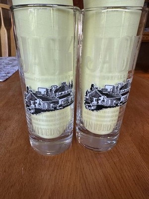 Jack Daniels Commemorative Silver Rimmed 6'' Tall Highball Whiskey Glass Set of 2