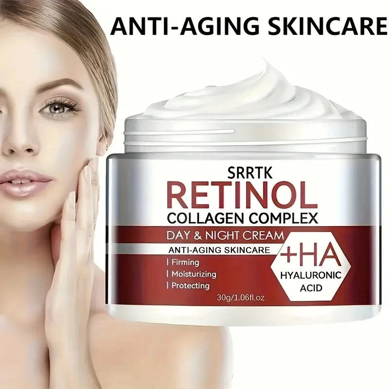 3-Pack Retinol Collagen Day & Night Cream - Hydrating Moisturizer with Hyaluroni