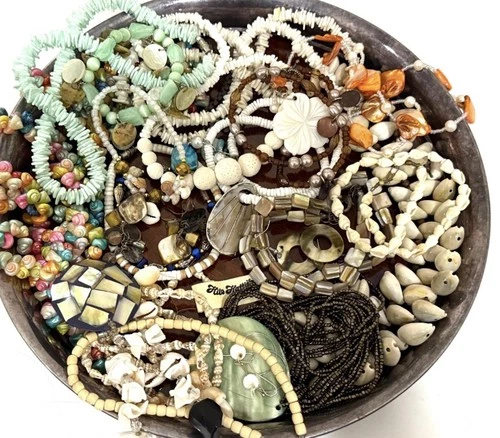 Hand Curated Vtg PUKA SHELLS MOP Beach Costume Jewelry Lot!  100% Wear Or Resell