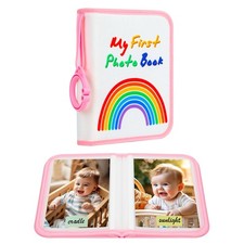 Baby First Photo Album Soft Cloth Family Book Pink Holds 21 4x6 Inch Photos