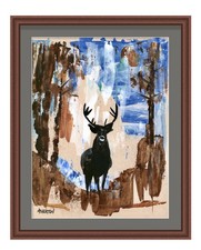 Atherton 9x12 Original Wildlife Outdoor Acrylic Painting "Hunted Deer 1" signed