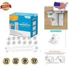 Strong Magnetic Cabinet Locks 24 pc - Peel Stick Child Proof Drawer Security