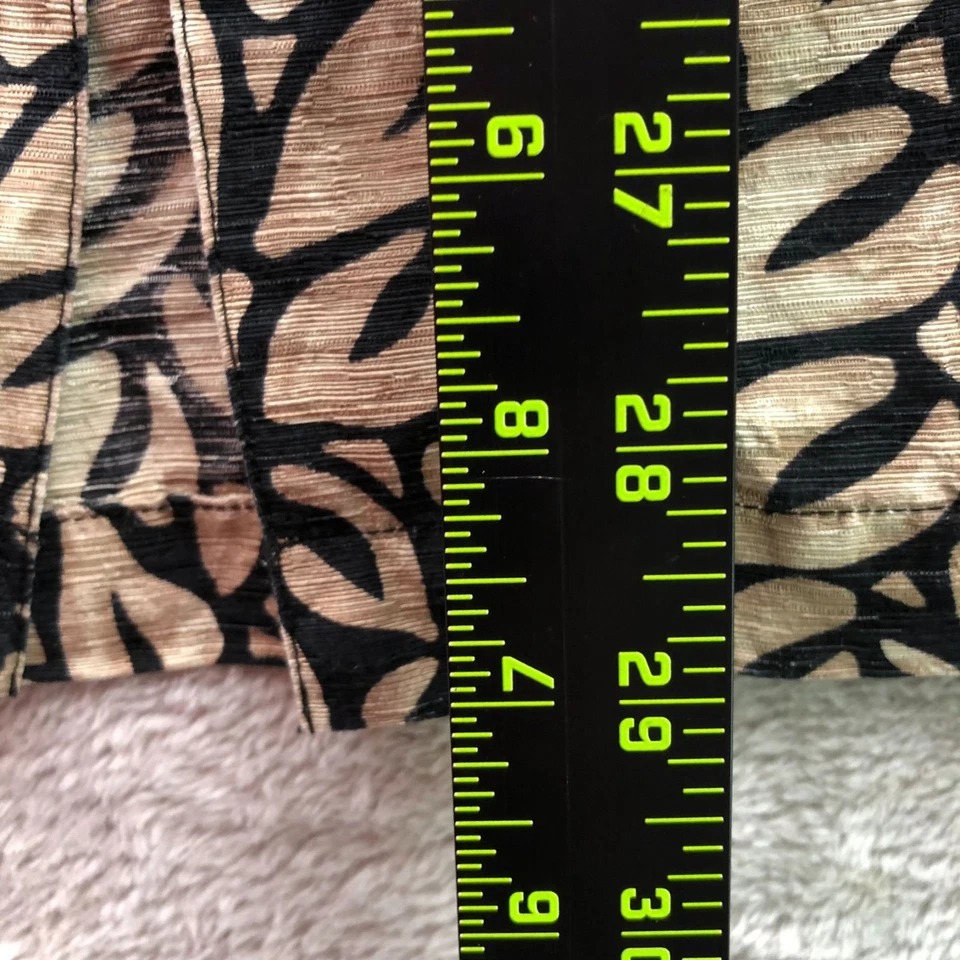 Perry Ellis Men Shirt Large Short Sleeve Silk Linen Button Up Leaf Print Tan Y2K - Image 4 of 4