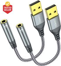 USB to 3.5Mm Audio Adapter 2-Pack - USB-A to 3.5Mm TRRS 4-Pole Female External