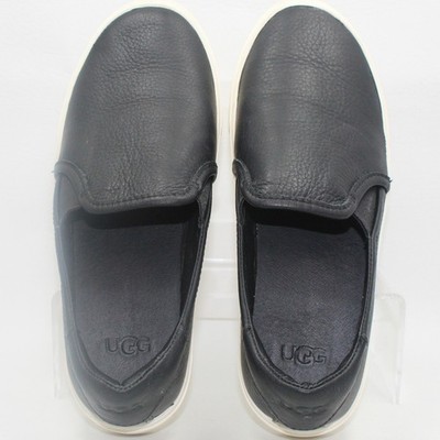 UGG Jass Black Pebbled Leather Platform Slip On Sneakers 1105712 Mens 6.5 W-8
